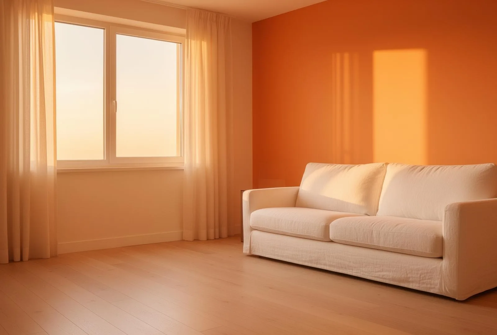 Beautifully styled short-term rental interior at golden hour